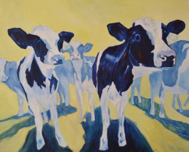 Jane Greensitt Moody blue cows