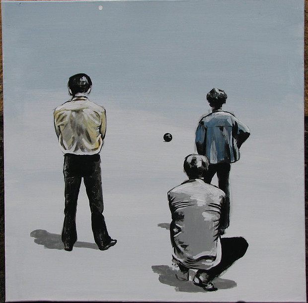 two people counting a ball III